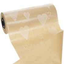 Artikel Manschettenpapier 25cm 100m Natur Herzen – Nassfestes Floristenpapier