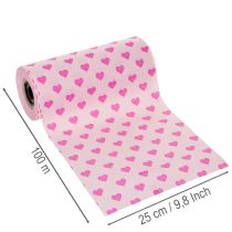 Artikel Manschettenpapier Rosa 25 cm x 100 m mit Herzmotiv