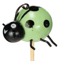 Artikel Marienkäfer Dekofiguren aus Metall und Holz, 32cm, farbig sortiert, für Blumentöpfe und Arrangements