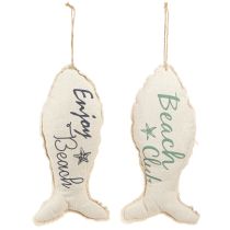 Artikel Maritime Stoffdeko Fisch zum Aufhängen, 34×14,5 cm, 2er-Set, Blau und Türkis