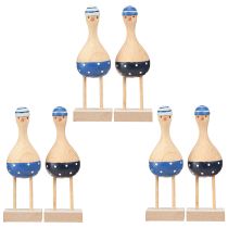 Artikel Maritime Holz-Dekofiguren Möwen Blau Dunkelblau 6er Set Höhe 14 cm