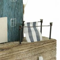 Artikel Maritime Holzdeko Hafenpromenade aus Holz H25,5cm Hellblau Weiss
