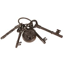 Artikel Metall Schlüsselbund mit Schloss und Ring Braun H22cm Vintage-Deko