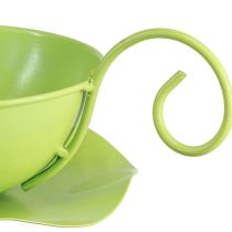 Artikel Metall Dekotasse mit festem Unterteller Apfelgrün H8cm Ø11,5cm 2 Stück