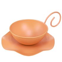 Artikel Metall Deko Tasse Orange Ø11,5cm H6cm Mit Unterteller 2St