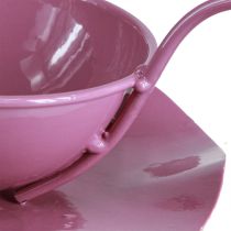Artikel Metall Deko-Tasse mit Unterteller in Pink, Ø11,5cm, H8cm, Set mit 2 Stück