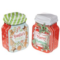 Artikel Metalldose 2er-Set Keksdose Weihnachtsmotiv Keksglas-Look 15 cm Bunt