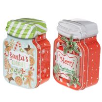 Artikel Metalldose 2er-Set Keksdose Weihnachtsmotiv Keksglas-Look 15 cm Bunt