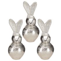 Artikel Deko-Hasen aus Metall Silber 11cm – 3er Set für Oster- und Frühlingsdekoration