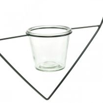 Artikel Windlicht Herz aus Metall Schwarz 28cm mit Glas Teelichthalter 9cm zum Hängen