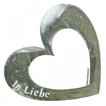 Metallstecker “Unvergessen” „In Liebe" “In Erinnerung”, Trauerdeko Herzen, Silbern 8×7cm 12St
