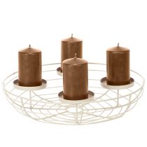 Artikel Runder Adventskranz aus Metall für vier Kerzen oder Teelichter, 35 cm, Grau
