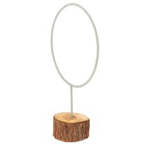 Artikel Deko-Ring aus Metall auf Holzsockel, 43 cm, graugrün