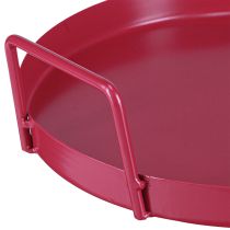 Artikel Metalltablett rund 22 cm Rot mit Griffen – Ablage für Küche, Esszimmer und Terrasse