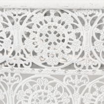 Artikel Weisse Metallschalen mit Spitzenmuster, rechteckig, Dekogefässe 3er-Set, 27/23/19 cm, für Innenbereich