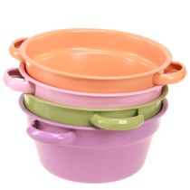 Artikel Metallschale Ø17cm 4-teilig, Frühlingsfarben, für Deko und Gestecke