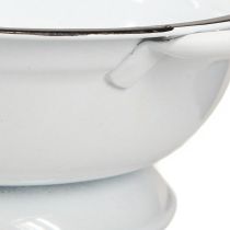 Artikel Metallschüssel Deko Ø16,5cm H6,5cm Weiss Schwarz mit Griffen 4er-Set