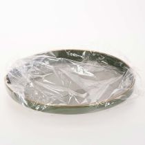 Artikel Deko-Tablett aus Metall, 30 cm, grün mit goldfarbener Kante