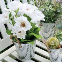 Artikel Metalltopf zum Bepflanzen, Blumentopf mit Henkeln, Pflanzgefäß mit Blumenmuster Ø18cm