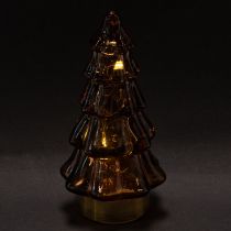 Artikel Glas-Weihnachtsbäume mit LED-Licht, 13 cm, Braun-Gold, 2er-Set, für Innenbereich