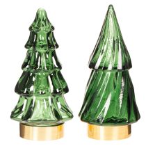 Artikel Glas-Tannenbäume mit LED 13 cm Grün 2er-Set