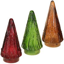 Artikel Mini Glas Weihnachtsbaum LED Rot Grün Braun 18cm 3St
