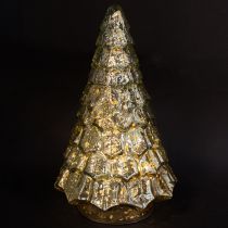 Artikel Mini-Weihnachtsbaum aus Glas mit LED-Beleuchtung in Grün und Gold, 28 cm