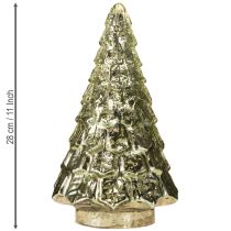 Artikel Mini-Weihnachtsbaum aus Glas mit LED-Beleuchtung in Grün und Gold, 28 cm