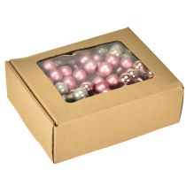Artikel Mini Weihnachtskugel Glas Spiegelbeeren Rosa Creme Ø20mm 140 St