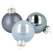 Artikel Mini Weihnachtskugeln Glas Blau matt Metallic Ø4cm 24 St