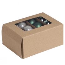 Artikel Mini Weihnachtskugeln Glas Grün Perlmuttgrau Ø3cm 22 St