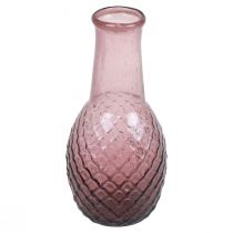 Mini Vase Lila Glasvase Blumenvase Glas Rauten Ø6cm H12cm