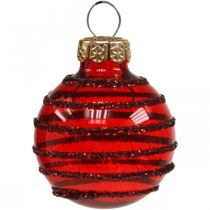Artikel Mini Weihnachtskugeln aus Echtglas Ø3cm in Rot, 9 Stück dreifach sortiert