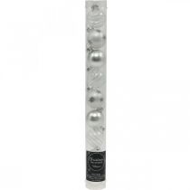 Artikel Mini Weihnachtskugeln Weiß, Silber Echtglas Ø3cm 9 St