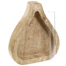 Artikel Minivase Glas Reagenzglas Klar Holz Deko Natur H17cm 2St