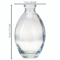 Artikel Minivasen aus blau getöntem Glas 12 cm hoch – Set mit 6 bauchigen Dekovasen