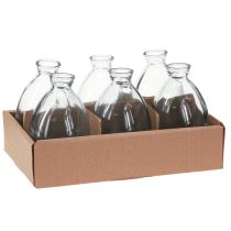 Artikel Minivasen aus blau getöntem Glas 12 cm hoch – Set mit 6 bauchigen Dekovasen