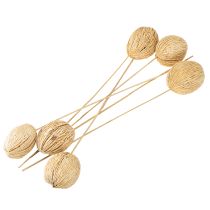 Artikel Gebleichter Mintolla Ball 8–10 cm mit Stiel, Naturdeko, 46–58 cm, 6 Stück