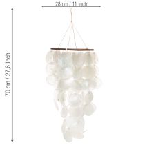 Artikel Rundes Capiz-Windspiel aus Muscheln mit Holzrahmen 70 cm in Grün