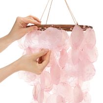 Artikel Windspiel aus Capiz-Muscheln mit Holzelementen 70 cm Rosa für Innenbereiche