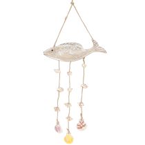 Artikel Mobile Maritim Holzfisch Muscheln Natur Weiß L20cm 2St