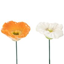 Artikel Gartenstecker Mohn Blume Keramikdeko für frühlingshafte Gartengestaltung 32cm 6St