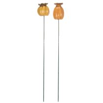 Artikel Gartenstecker Mohnkapsel Set 2 Stück aus Keramik Braun Höhe 60 cm