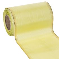 Artikel Moiré Kranzband 150mm 25m in Hellgrün mit Goldrand für Floristik und Deko
