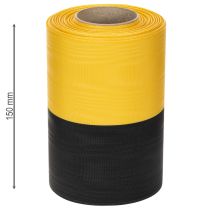 Artikel Moiré Kranzband aus Taft 150mm Gelb-Schwarz – Dekorationsband für Trauerkränze und Gestecke, 25m Rolle