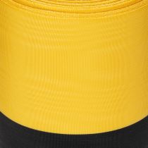 Artikel Moiré Kranzband aus Taft 150mm Gelb-Schwarz – Dekorationsband für Trauerkränze und Gestecke, 25m Rolle