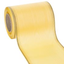 Artikel Moiré Kranzband Gelb mit Goldverzierung 125mm 25m - Hochwertiges Trauerband Dekoband Schleifenband