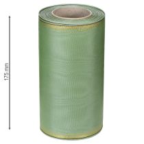 Artikel Moiré Kranzband Salbei Grün mit Goldrand - 175mm x 25m - Deko-Band für Floristik & Feierlichkeiten