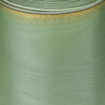 Artikel Moiré Kranzband 175mm x 25m Acetat Salbeigrün mit Goldrand für Floristik