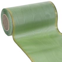 Artikel Moiré Kranzband Salbei Grün mit Goldrand - 175mm x 25m - Deko-Band für Floristik & Feierlichkeiten